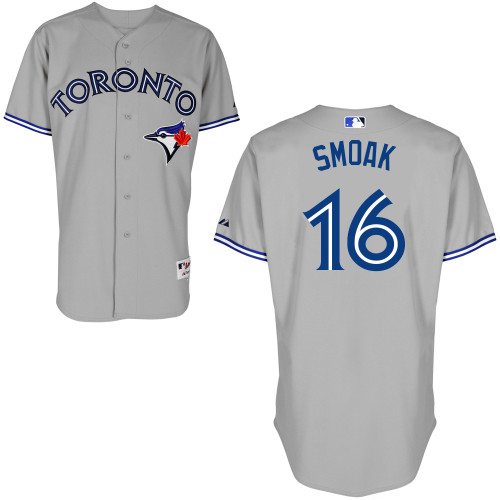 Justin Smoak #16 MLB Jersey-Toronto Blue Jays Men's Authentic Road Gray Cool Base Baseball Jersey